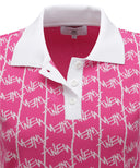 ANEW Golf Women's SM Logo Pattern Short Sleeve Sweater - Hot Pink