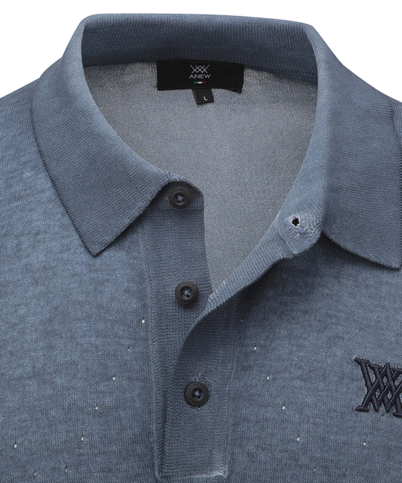 ANEW GOLF Jacquard Knit Polo Shirts - Blue