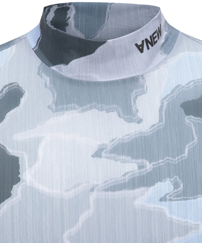 Anew Golf Men's SM Mock Neck Pattern Base Layer - Light Blue