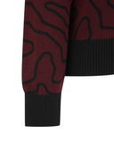 Women's Seasonal Pattern Collar Sweater - Burgundy