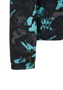 Women's Camo Pattern Hooded T-Shirt Cardigan - Aqua Blue