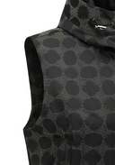 Women's Allover Logo Hooded Vest - Black