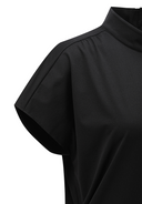 Women's Mock Neck Anorak T-Shirt - Black