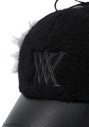 Women's Boucle Leather Cap - Black