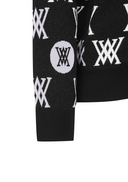 Women's Color Logo Pattern Sweater Cardigan - Black