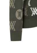Women's Color Logo Pattern Sweater Cardigan - Dark Khaki