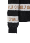 Women's Striped Logo Mock Neck Sweater - Black