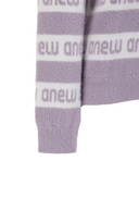 Women's Striped Logo Mock Neck Sweater - Lavender