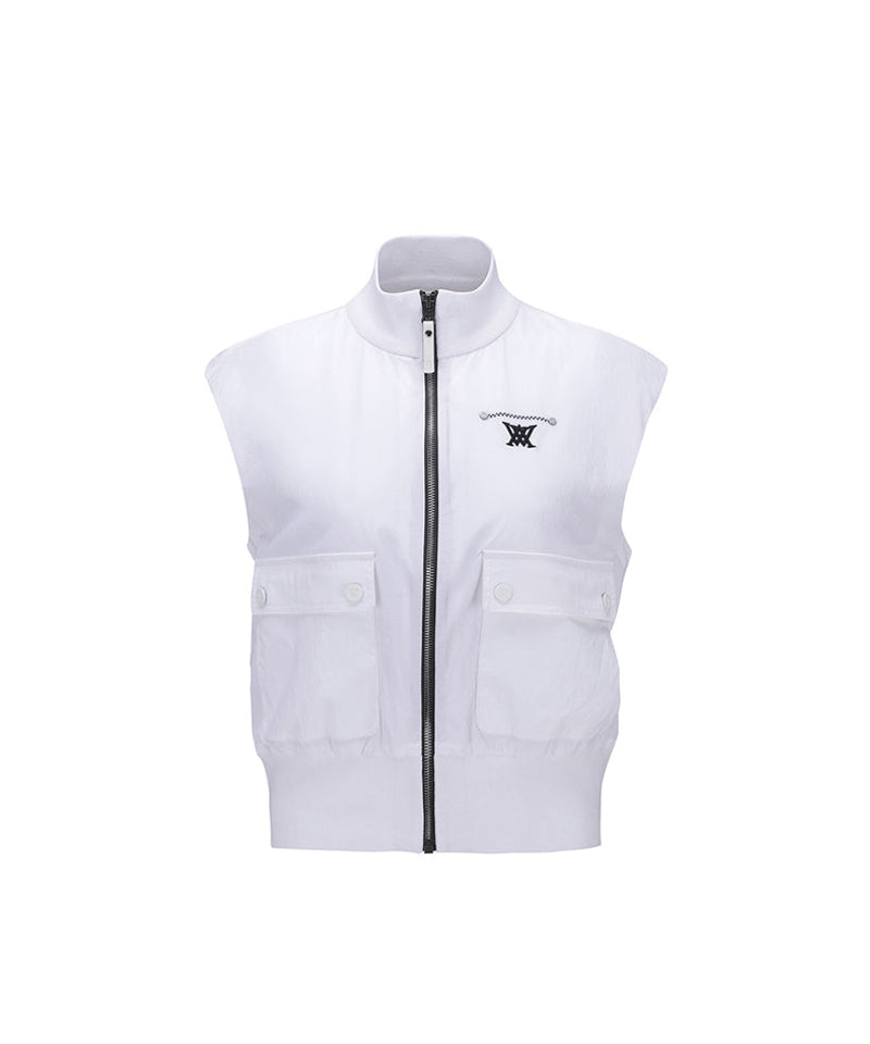 Women's Woven Mixed Knit Vest - White