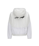 Women's Wooven Blocked Longsleeve Hoodie - White