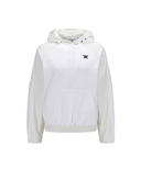 Women's Wooven Blocked Longsleeve Hoodie - White