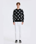 Men's Logo Pattern Jacquard Pullover - Black