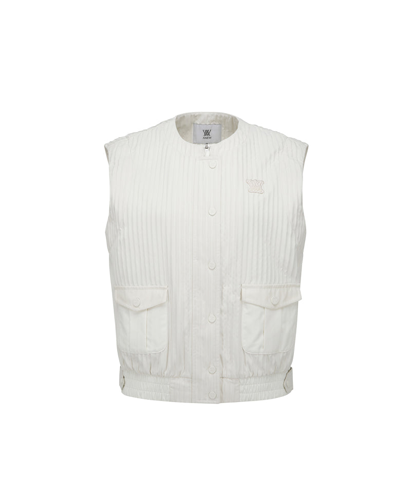 Women's Pocket Pleats Point Vest - Ivory