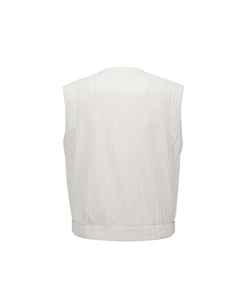 Women's Pocket Pleats Point Vest - Ivory