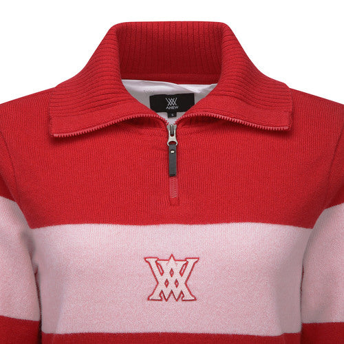ANEW Golf Women's Big Collar Half Zip-UP Pullover - Red