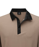Men's Neck Point Long T-Shirt - Beige