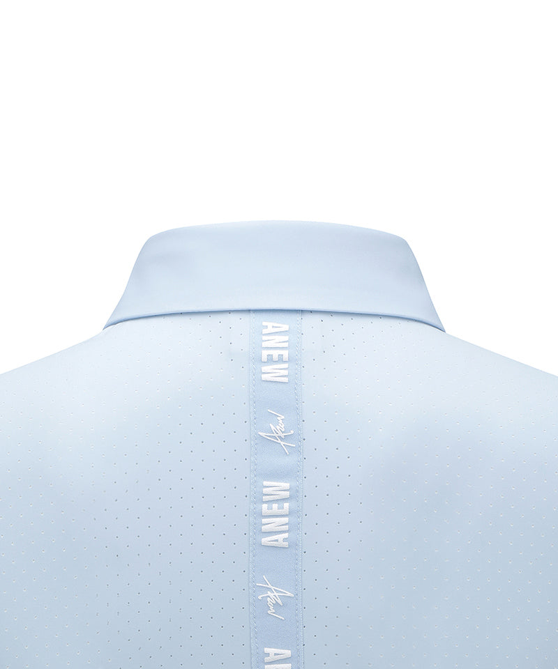 Women's Back Ventilation Logo Tape Point Long T-Shirt - S/Blue