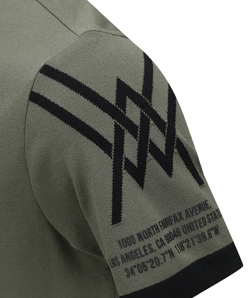 ANEW GOLF Men's SM Logo Point Short Sleeve Sweater - Light Khaki