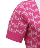 ANEW Golf Women's SM Logo Pattern Short Sleeve Sweater - Hot Pink