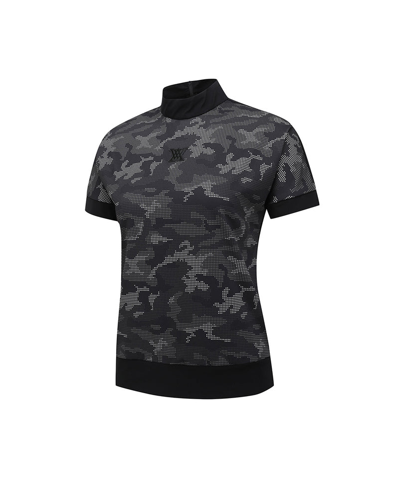 Women New Camouflage Short T-Shirt - Black