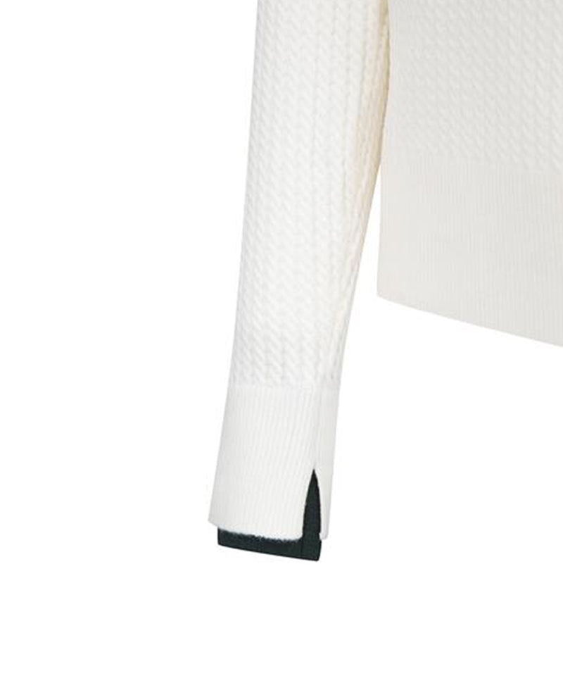 Women's Logo Point Cable Sweater - Off-White