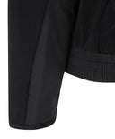 Women's Wooven Blocked Longsleeve Hoodie - Black