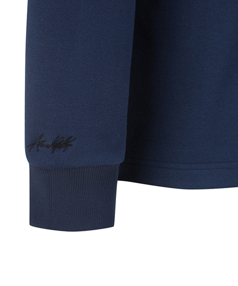 Men's Collar Half Zip Long T-shirt - Ice Blue