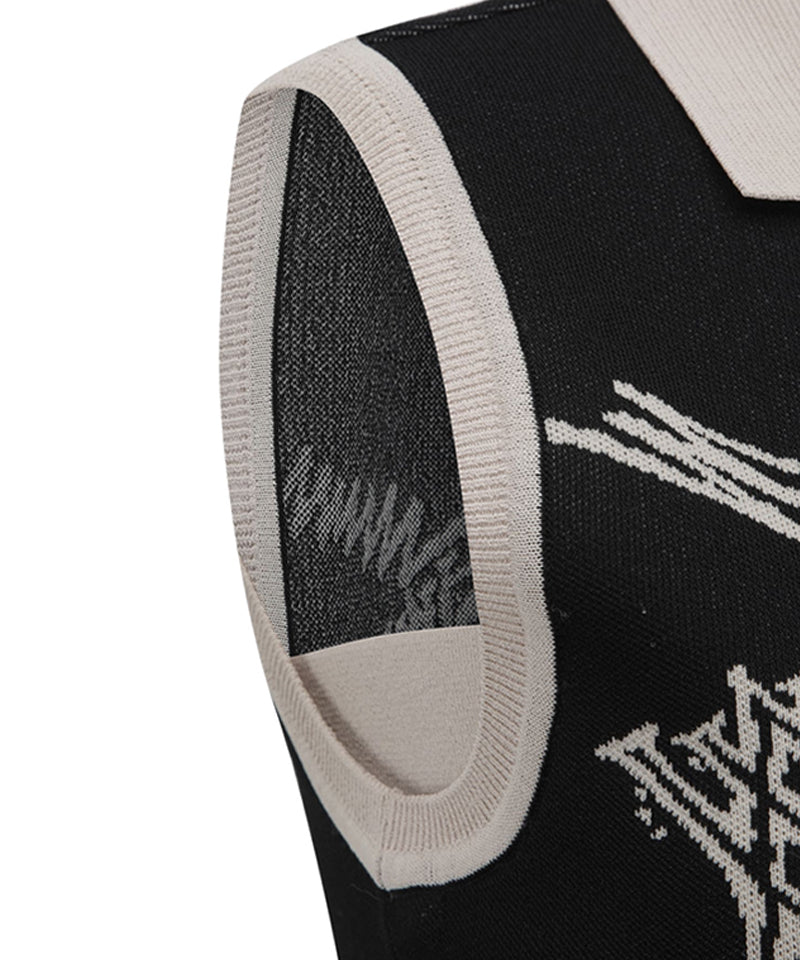 ANEW Golf Women's SM Logo Pattern Knit Vest - Black