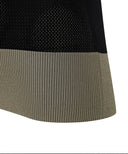 Women's Collar Color Combination Mesh Half SL - Black