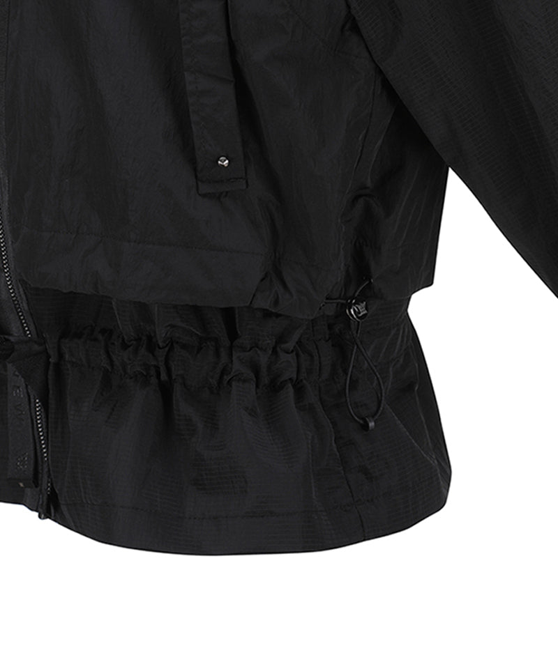 Women's Shirring Point MA-1 Jacket - Black