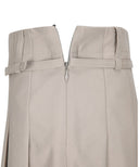 Women's Buckle Point Pleats Skirt - Light Beige
