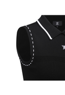 Women's Sleeveless Collared Sweater - Black
