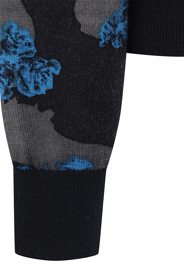 Women's FA Flower Pattern Knit Cardign - Black