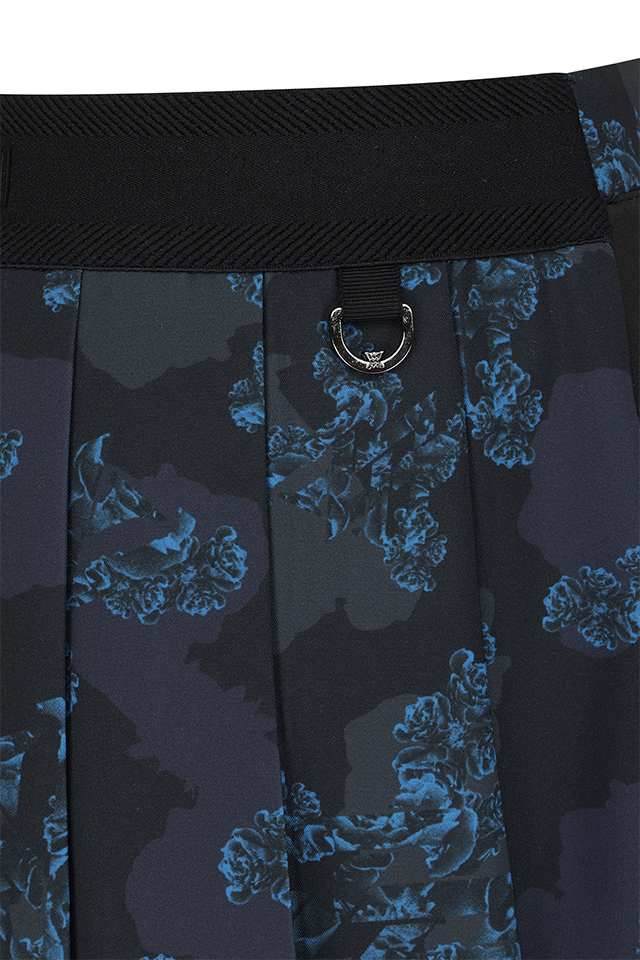 Women's FA Flower Pattern Pleated Skirt - Black