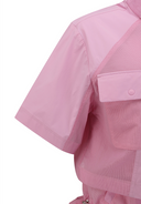 Women's Essential Short Sleeve Pleats Jacket - Pink