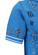 Women's Paisley Hooded Short Sleeve Sweater - Blue