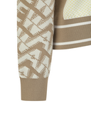 Women's Pattern Blocked Knit Cardigan - Dark Beige