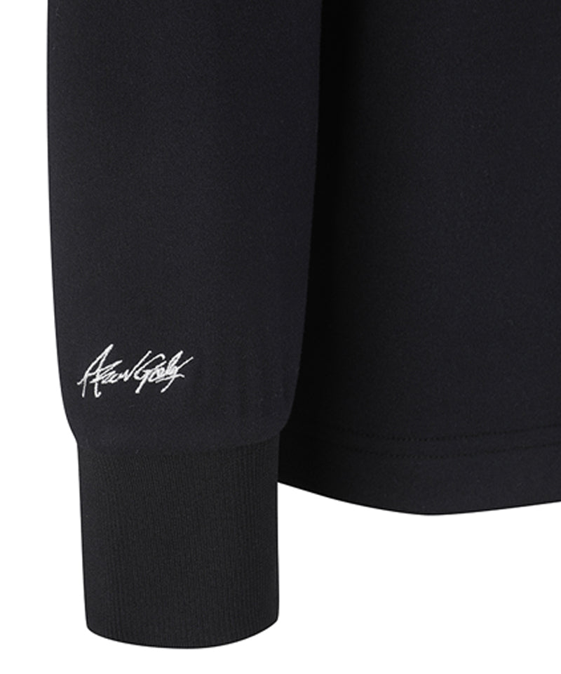 Men's Collar Half Zip Long T-shirt - Black