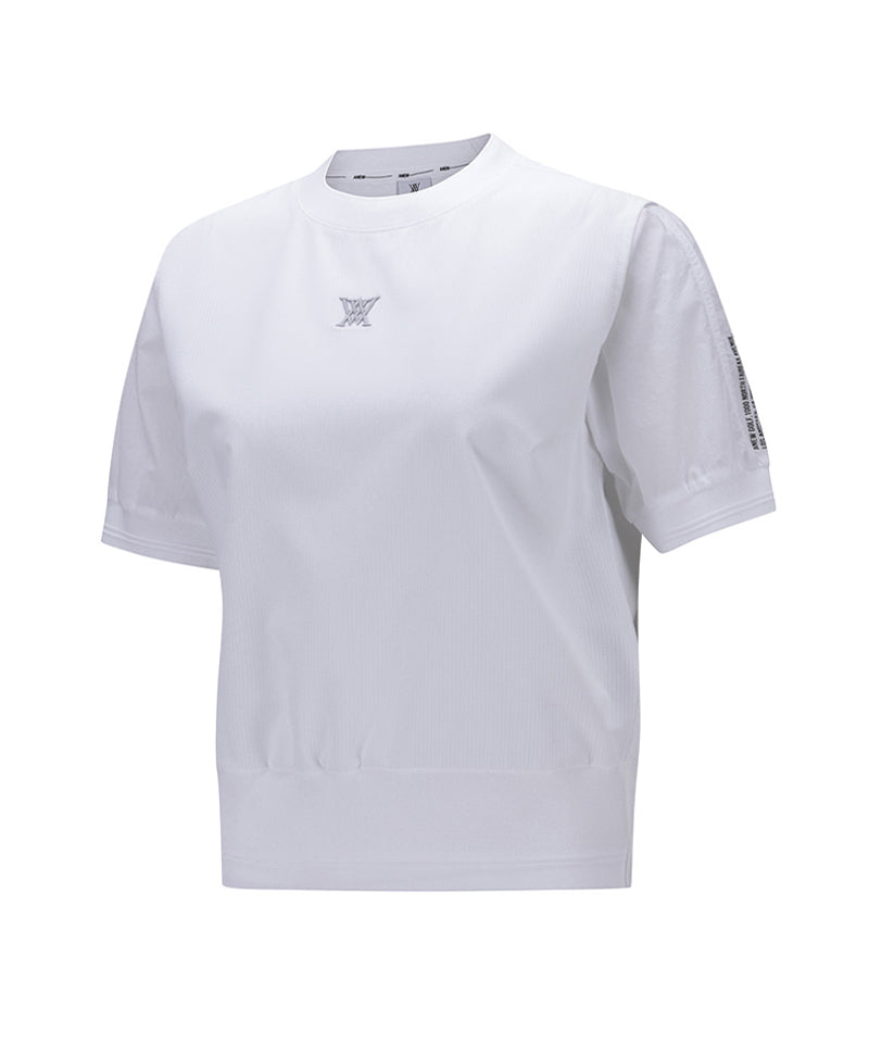 Women's Mesh Block Short T-Shirt - White