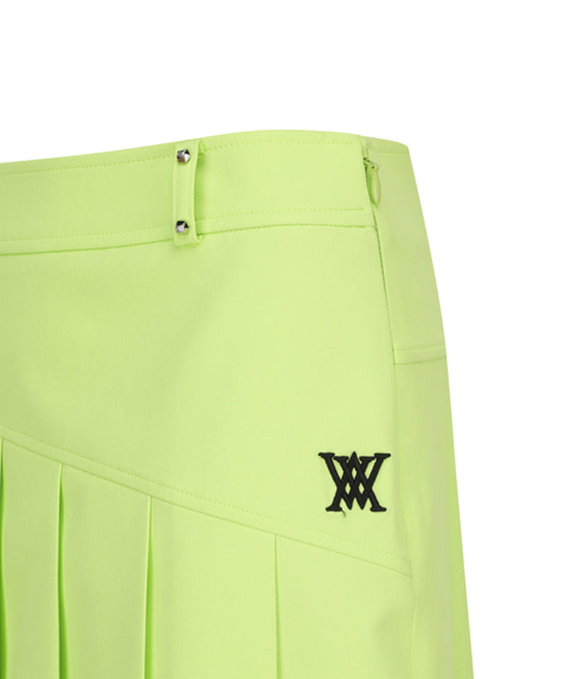 Women's Logo Band Point Pleats Skirt - Lime