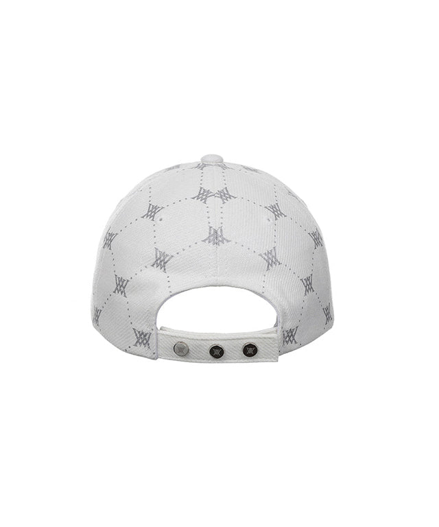 Monogram Wide Ball Cap - White