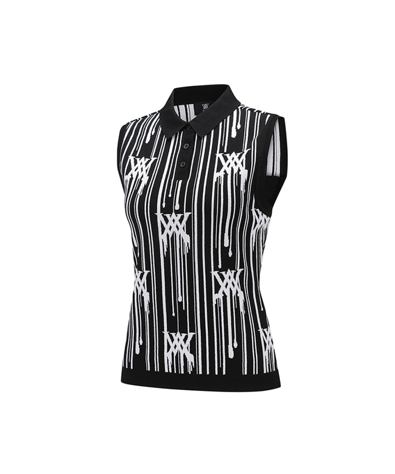 Women Rain Logo Sleeveless Sweater - Black