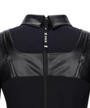 Women's  Leather Mixed One-Piece - Black