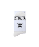 Men's Stripe Logo Middle Socks - White