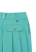Women's Pleated Half Pants - Aqua Blue
