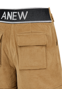 Women's Velvet High Waist Half Pants - Camel