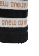 Women's Striped Logo Mock Neck Sweater - Black