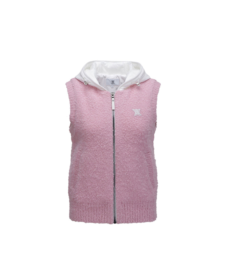 ANEW GOLF Women's Hoodie Knit Zip-Up Vest - Pink