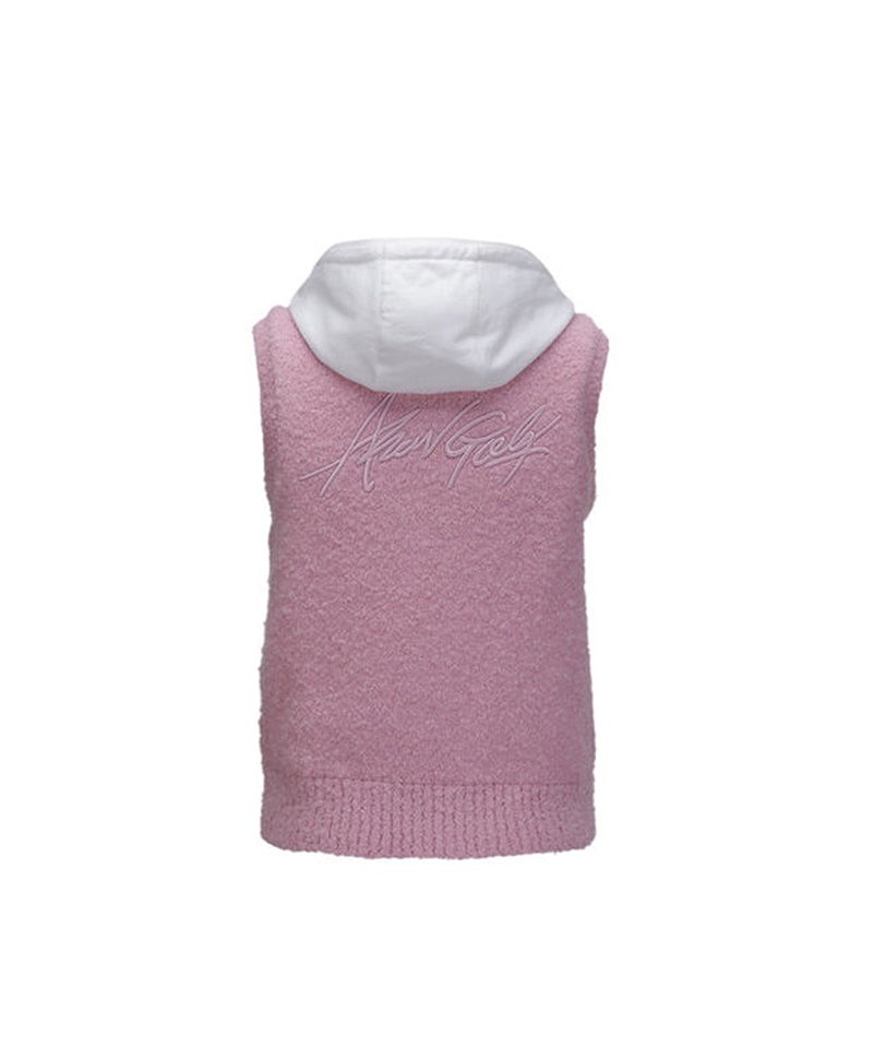 ANEW GOLF Women's Hoodie Knit Zip-Up Vest - Pink