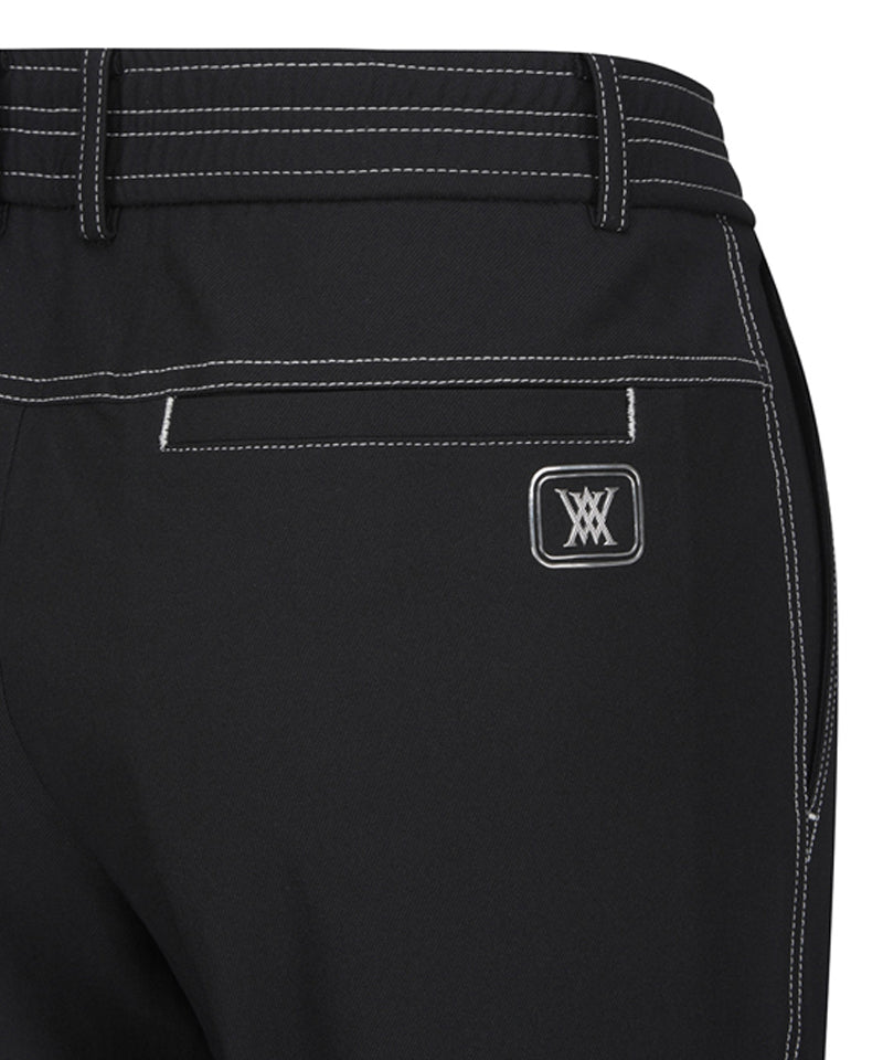 Men's Stitch Point Sraight Long Pants - Black